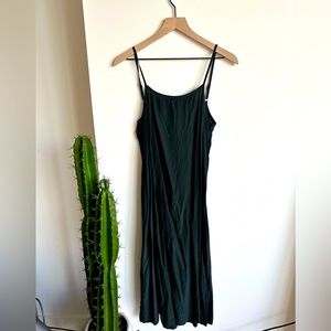 BOHO boho deep green midi flowy beach dress with low back